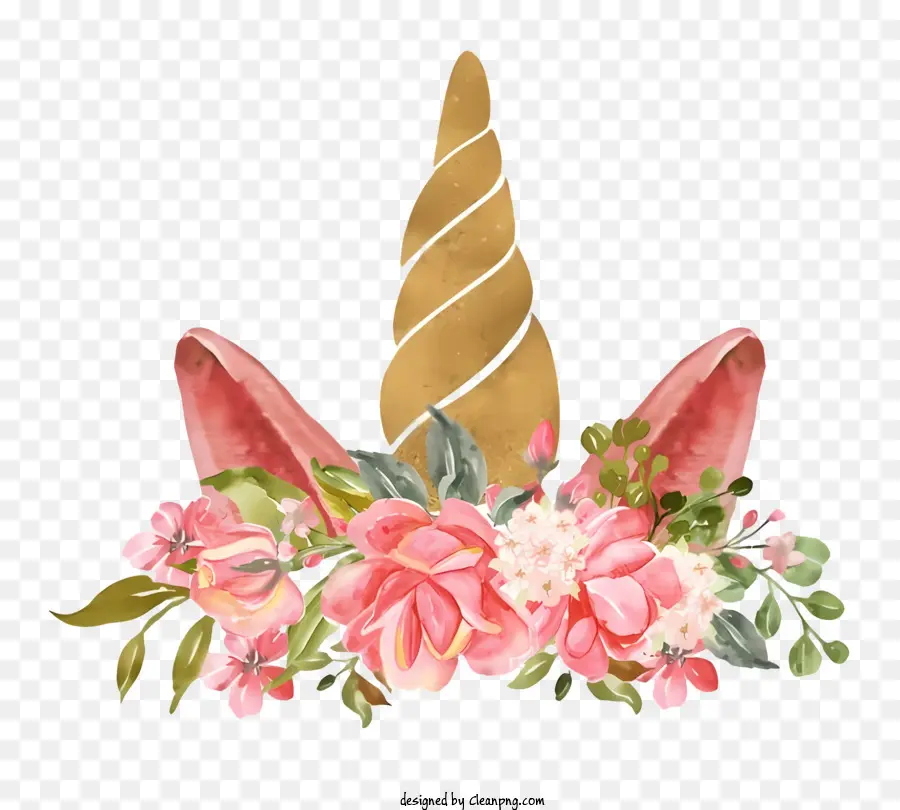 Unicorn Horn，Coroa De Flores PNG