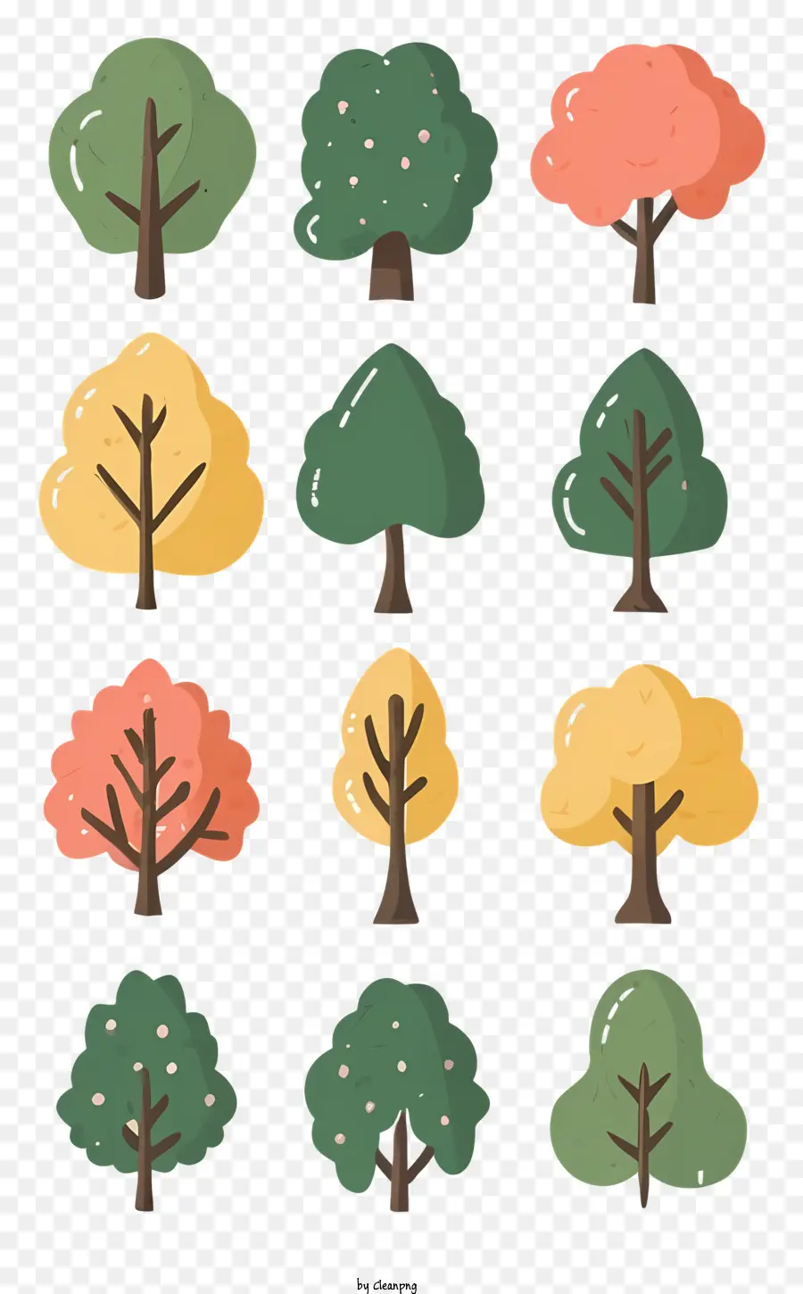 Cartoon árvores，árvores Estilizadas PNG