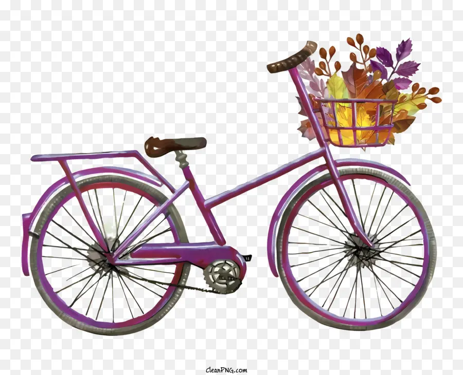 Bicicleta Cor De Rosa，Cesta De Flores PNG