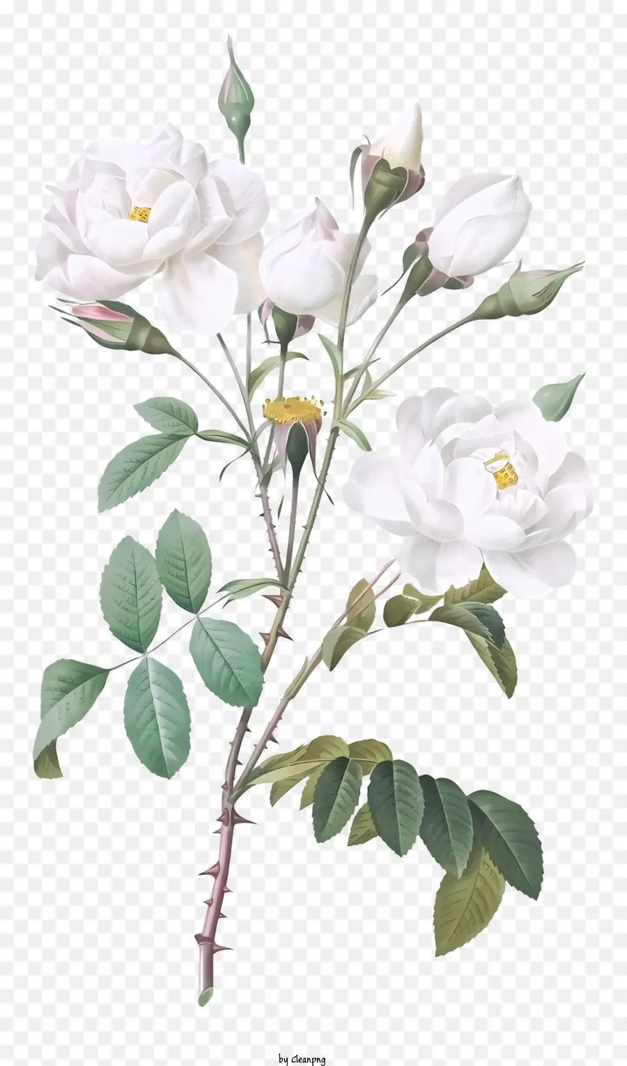 Ilustração Em Aquarela，Flores Brancas PNG