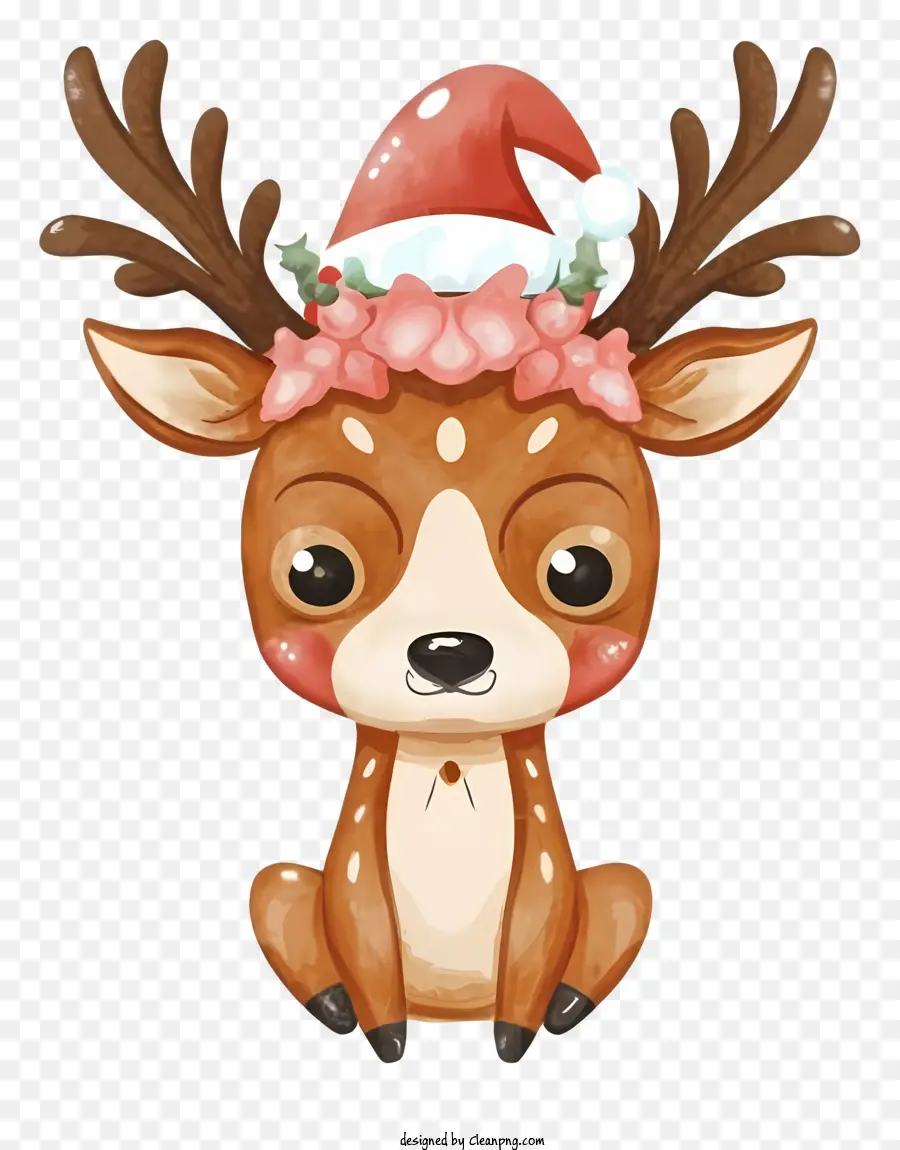 Cartoon Veado，Flower Crown PNG