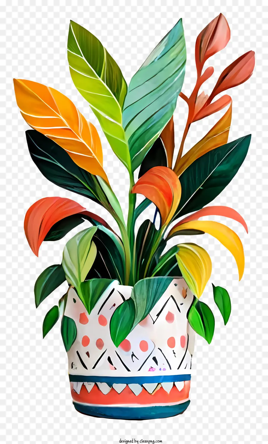Planta Em Vaso Vibrante，Folhas Multicoloridas PNG