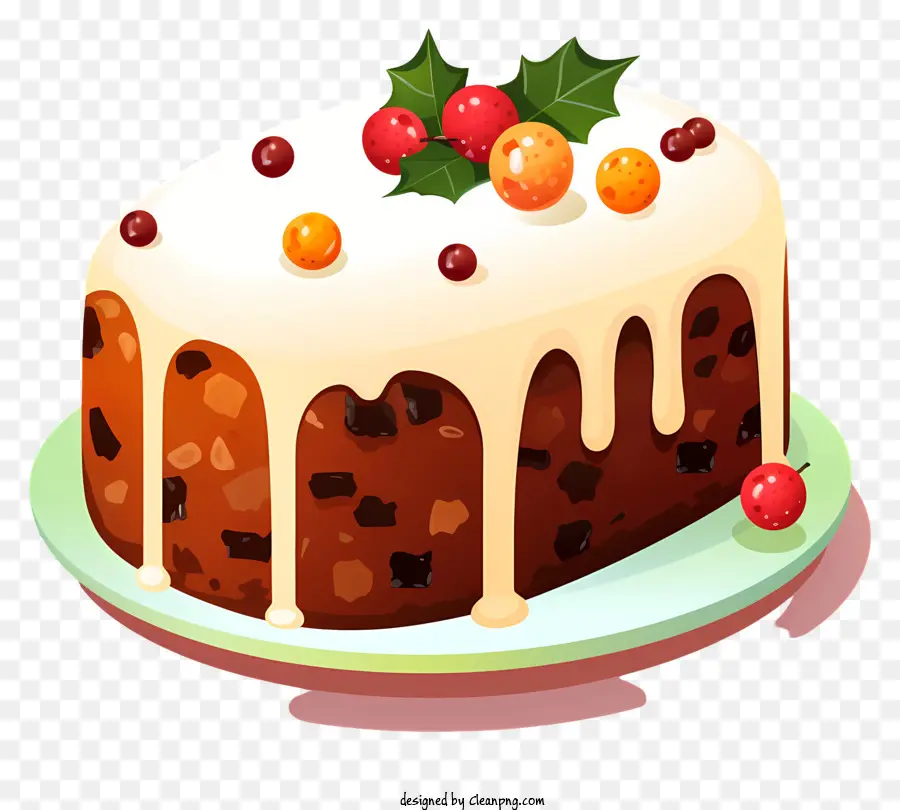 Bolo De Frutas De Natal，Bolo De Baunilha PNG