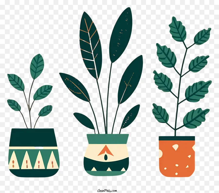 Vasos De Plantas，Folhas Verdes PNG