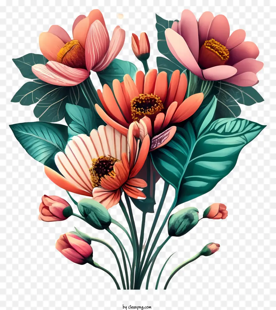 Buquê，Flores De Cores Vivas PNG