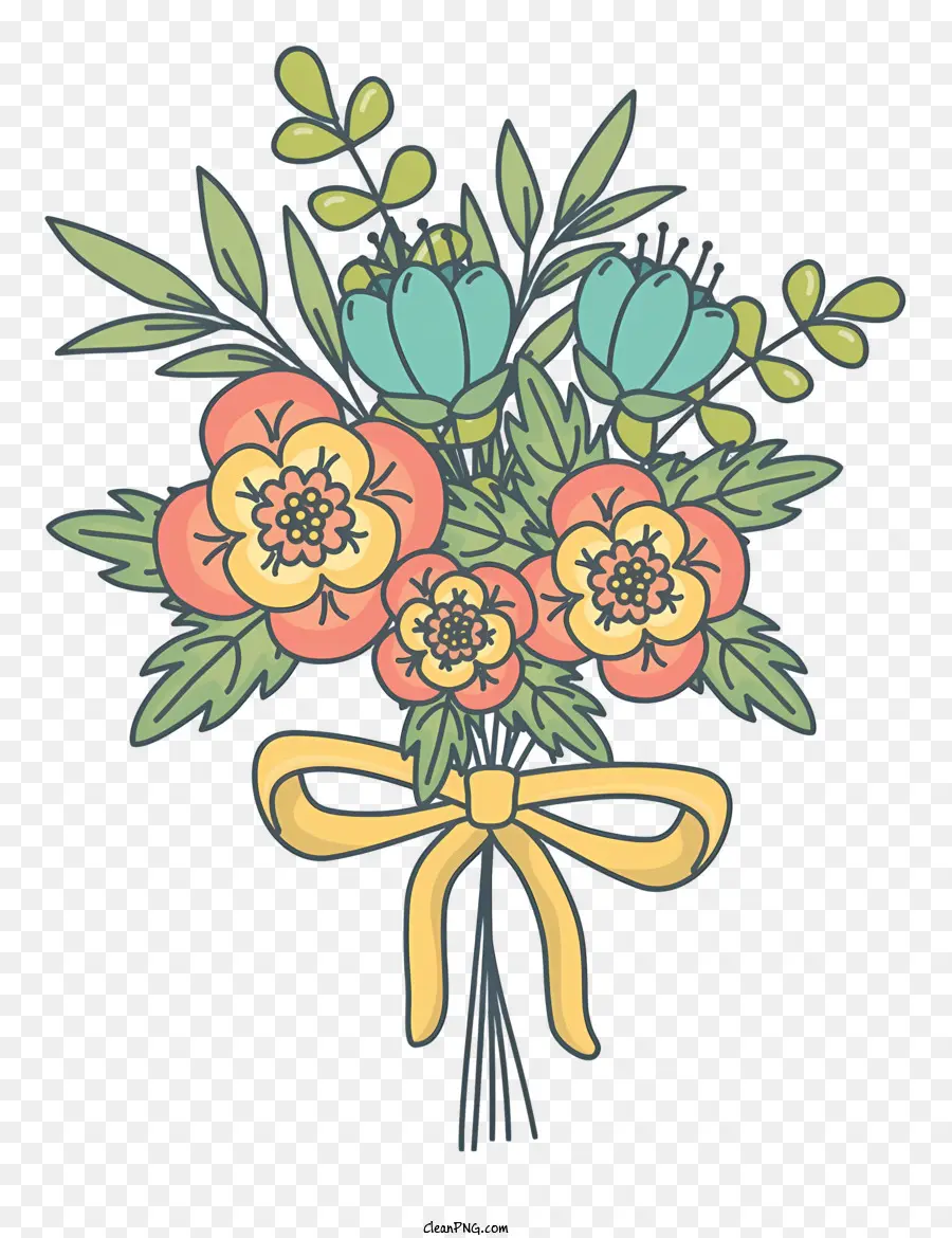 Handdrawn Ilustração，Bouquet Of Flowers PNG