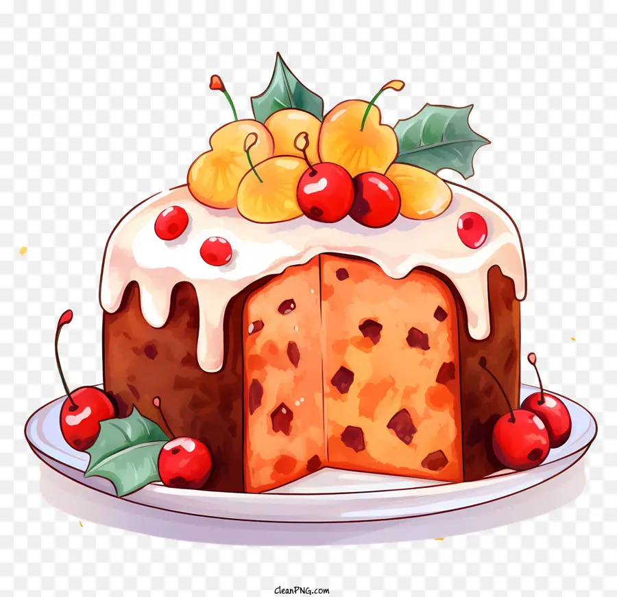 Bolo De Baunilha，Bolo Com Frutas PNG