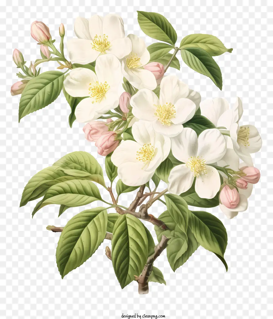 Árvore De Floração Branca，Flores Cor De Rosa PNG