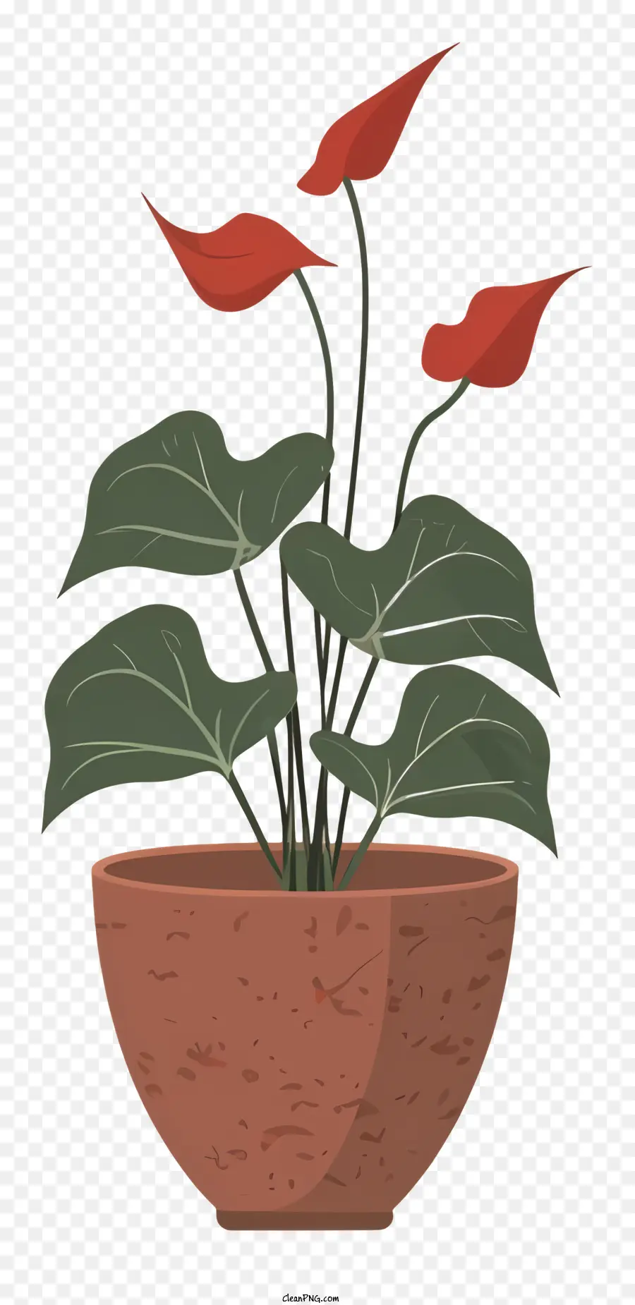 Pote De Planta Pequena，Flores Vermelhas PNG