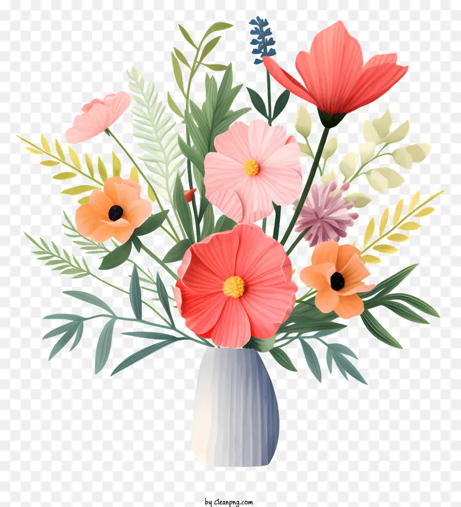 Arranjo De Flores，Flores Rosa Em Vaso PNG