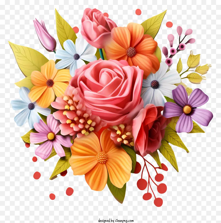 Buquê，Flores Coloridas PNG