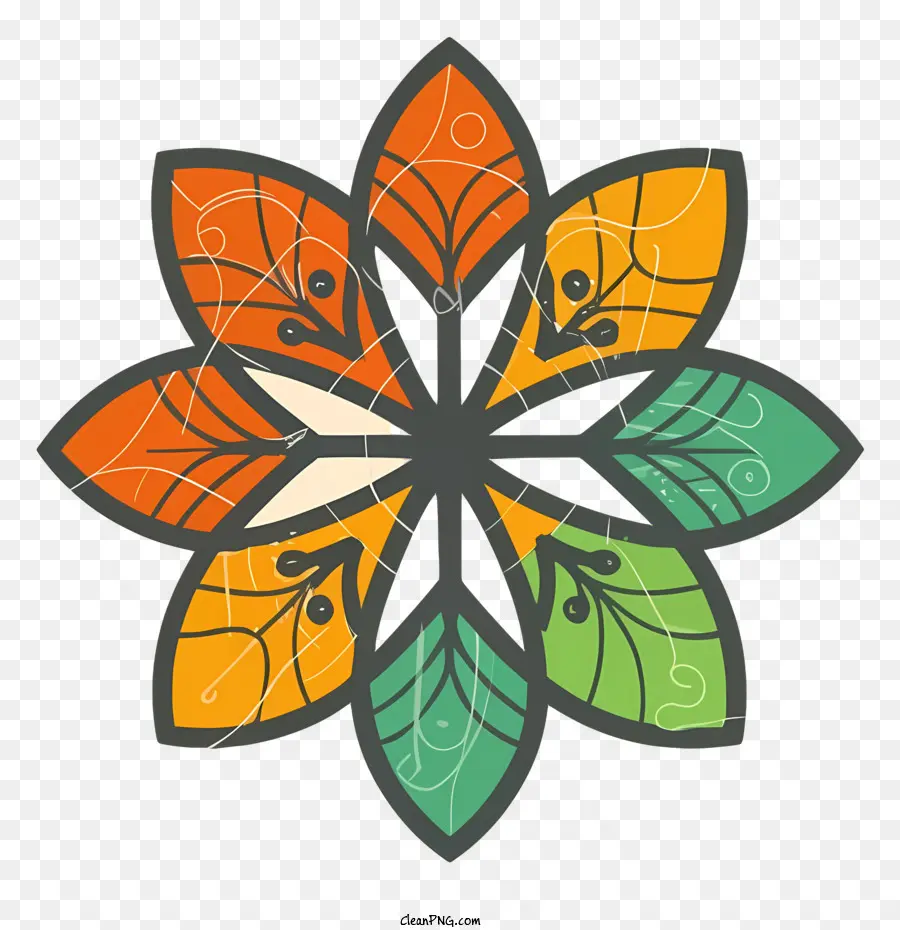 Mandala，Folhas Multicoloridas PNG