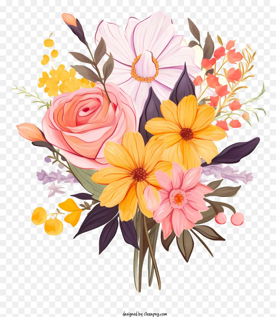 Bouquet Of Flowers，Flores Cor De Rosa PNG
