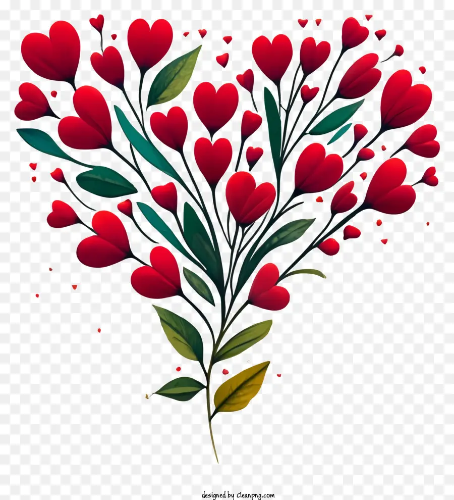 Arranjo Floral，Coração Vermelho PNG