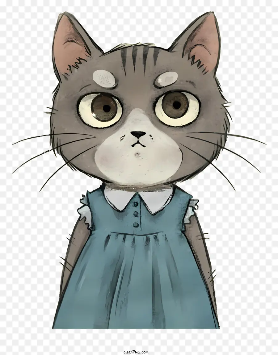 Gato Cinzento，Vestido Azul PNG