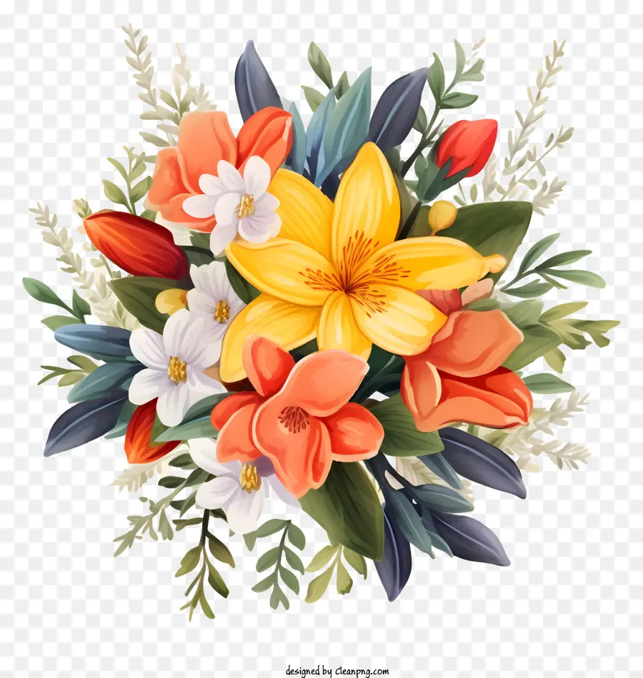 Bouquet Of Flowers，Flores Coloridas PNG