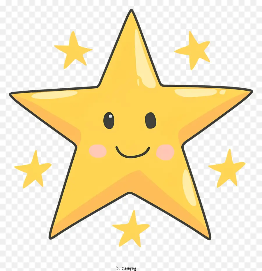 Cartoon Estrelas，Smiley Face PNG