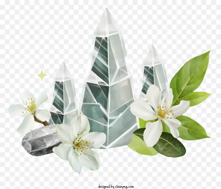 Aglomerado De Cristal，Cristais E Flores PNG