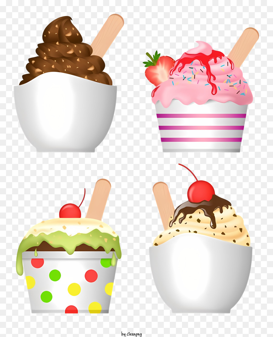 Sundaes De Sorvete Sabores Diferentes Chantilly Png Transparente Gr Tis