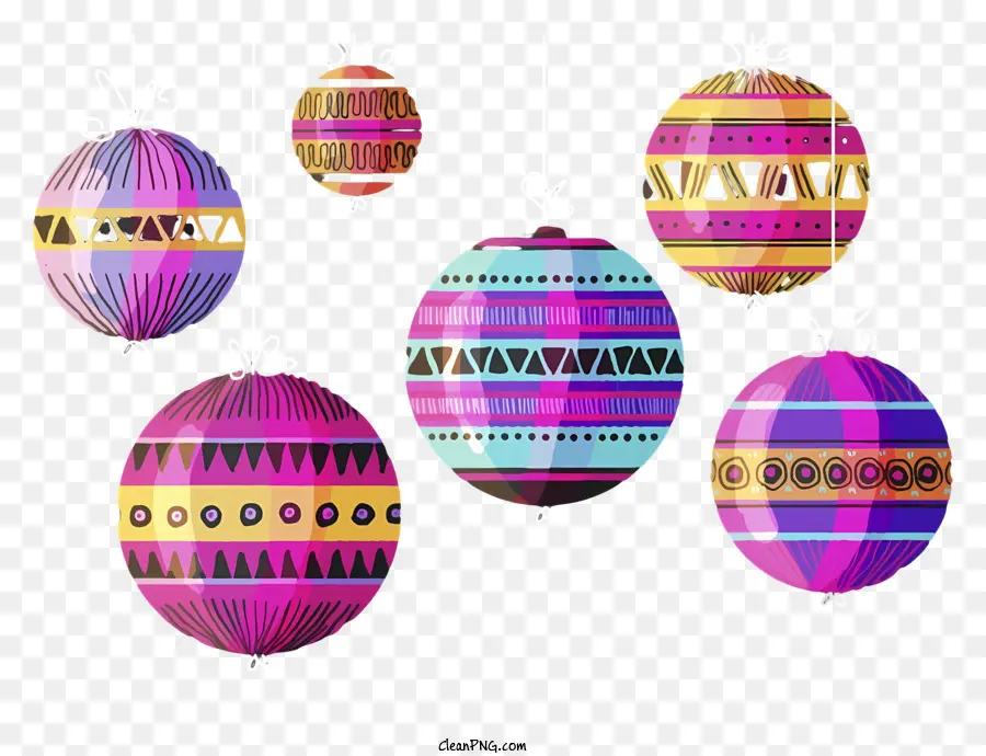 Ovos Decorativos，Ornamentos Coloridos PNG