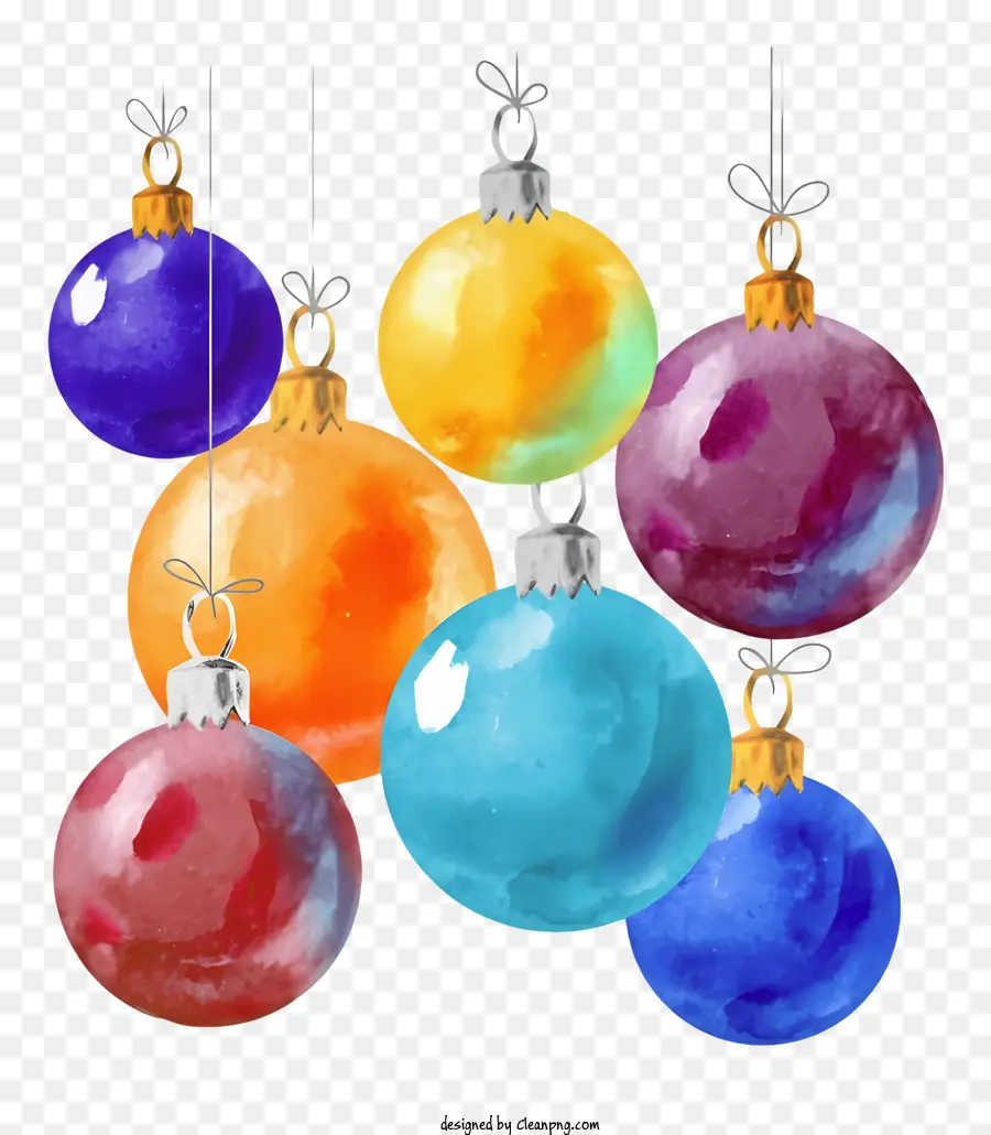 Ornamentos Em Aquarela，Decorações De Cores Vivas PNG