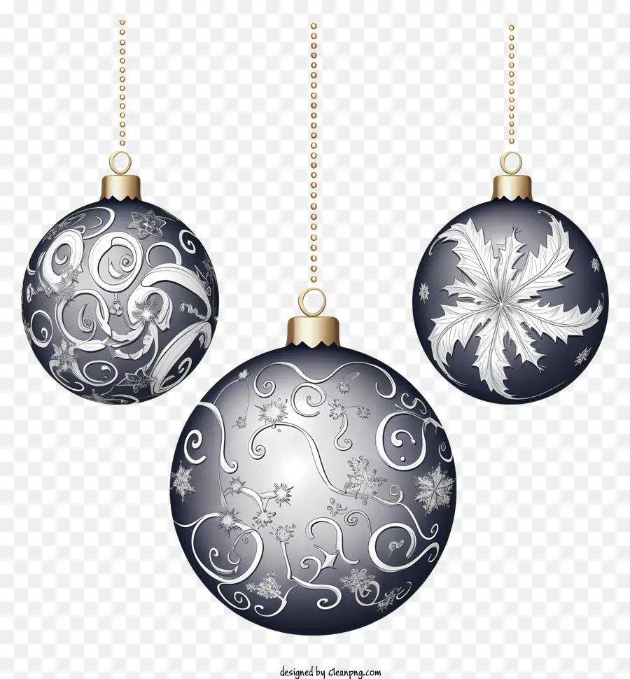 Bolinhas De Natal，Decoração De Prata E Azul PNG