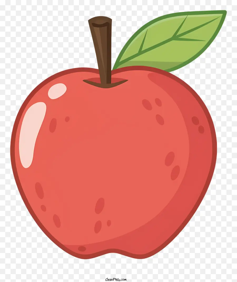 A Red Apple，Folha Verde PNG