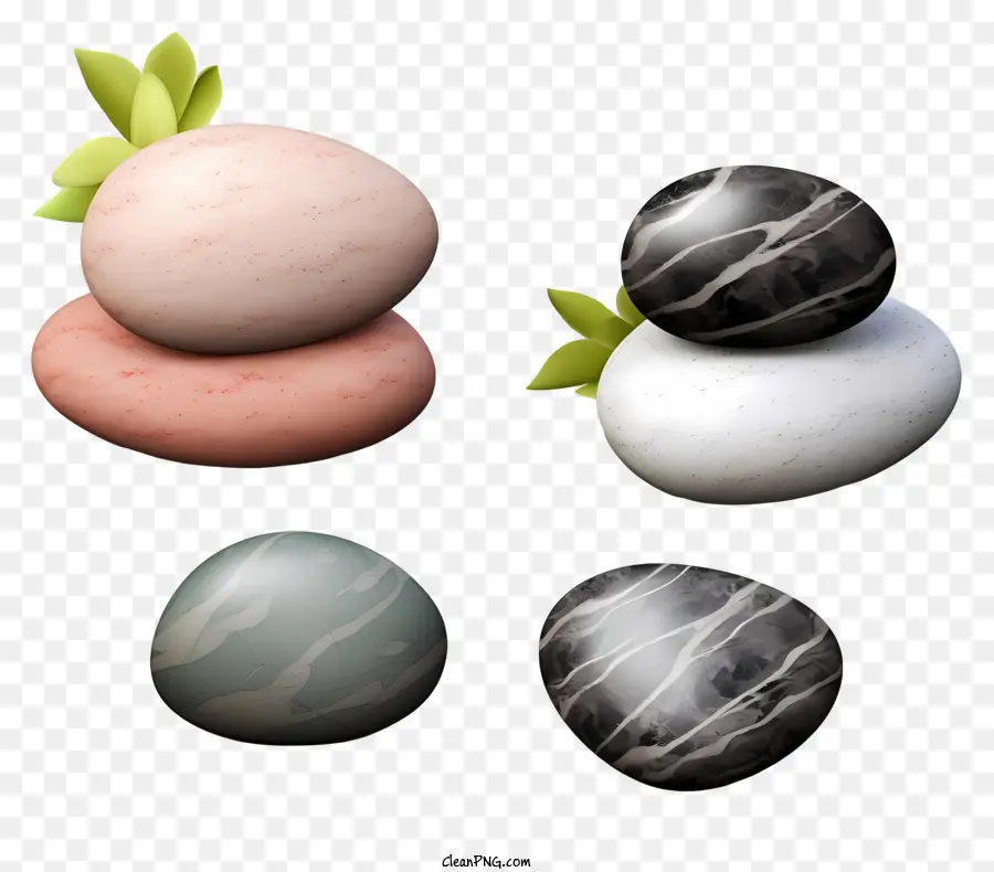 Pedras Com Folha，Diferentes Rochas Coloridas PNG