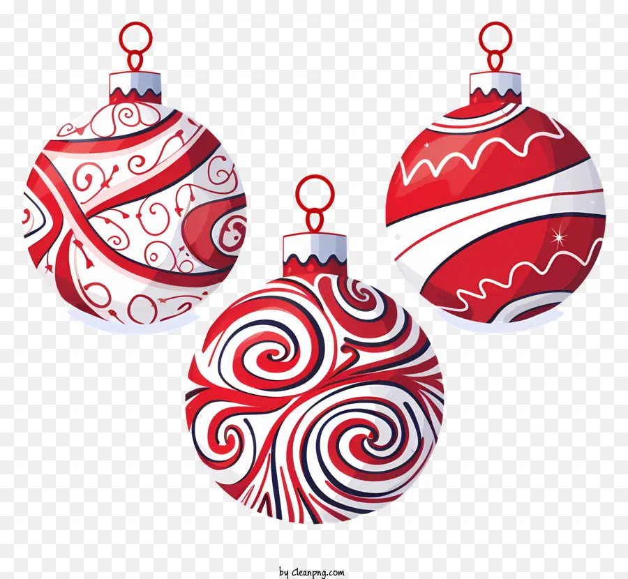 Enfeites De Natal，Ornamentos Vermelhos E Brancos PNG