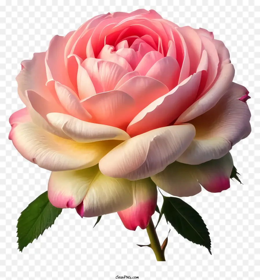 Rosa Cor De Rosa，Folhas Verdes PNG