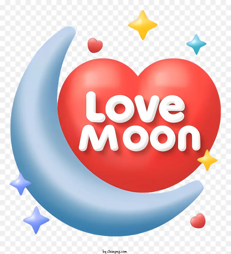 Love Moon Logo，Lua Cheia Com Estrelas PNG