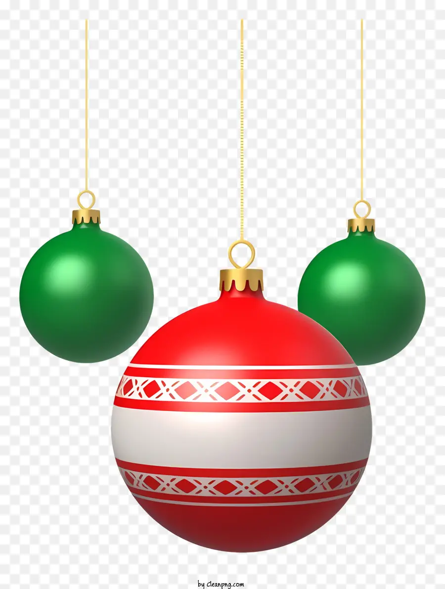 Enfeites De Natal，Ornamentos Vermelhos E Verdes PNG