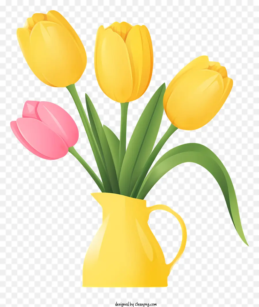 Vaso Amarelo，Tulipas Amarelas PNG