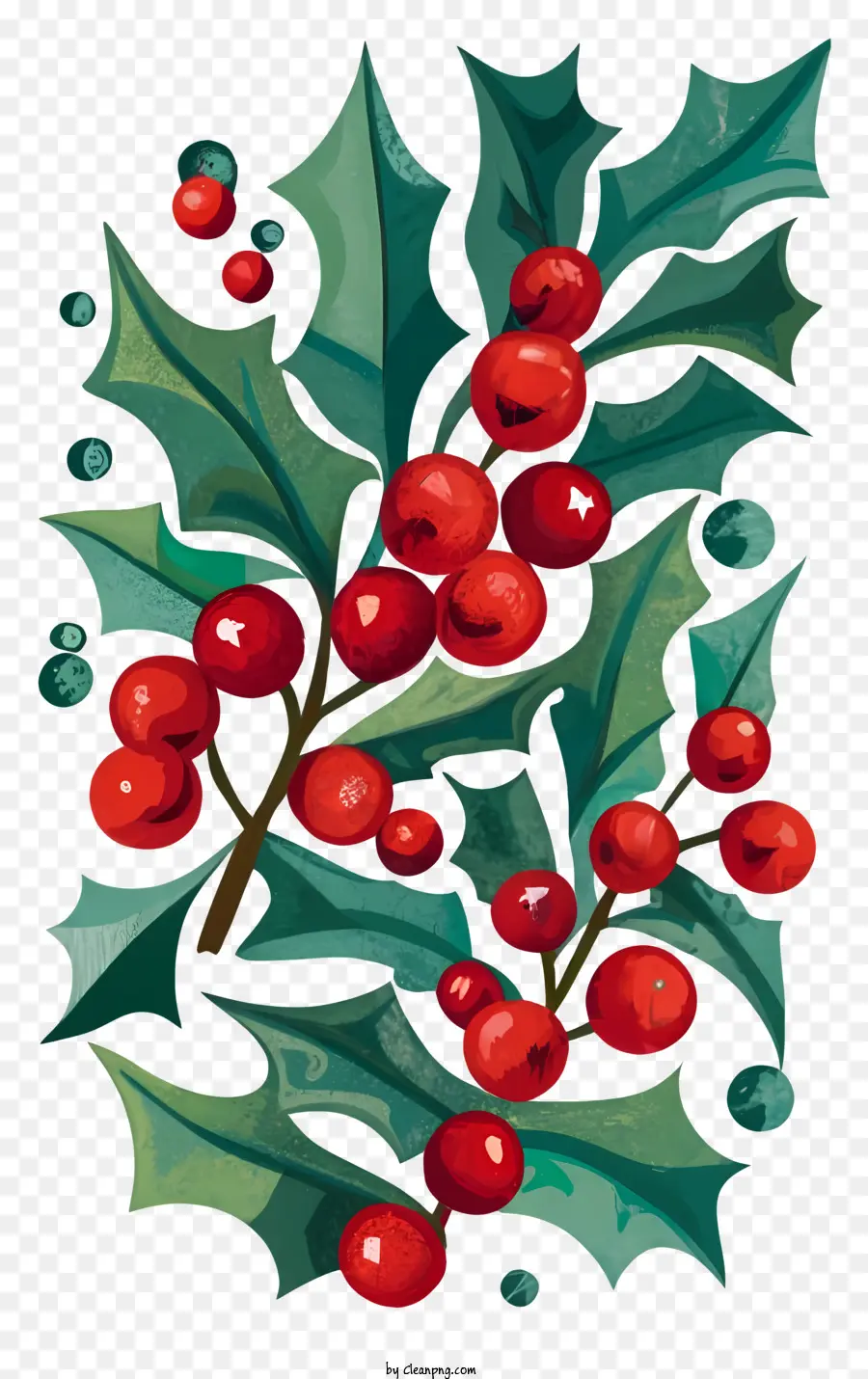 Ramo De Holly，Frutos Vermelhos PNG