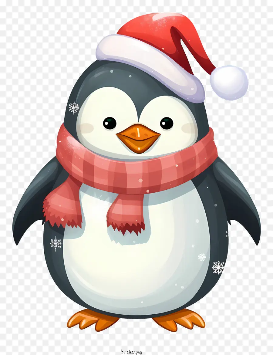 Cartoon Penguin，Chapéu De Papai Noel PNG