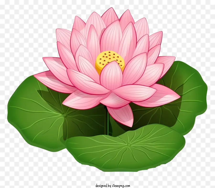 Flor De Lótus Rosa，Folha Verde PNG