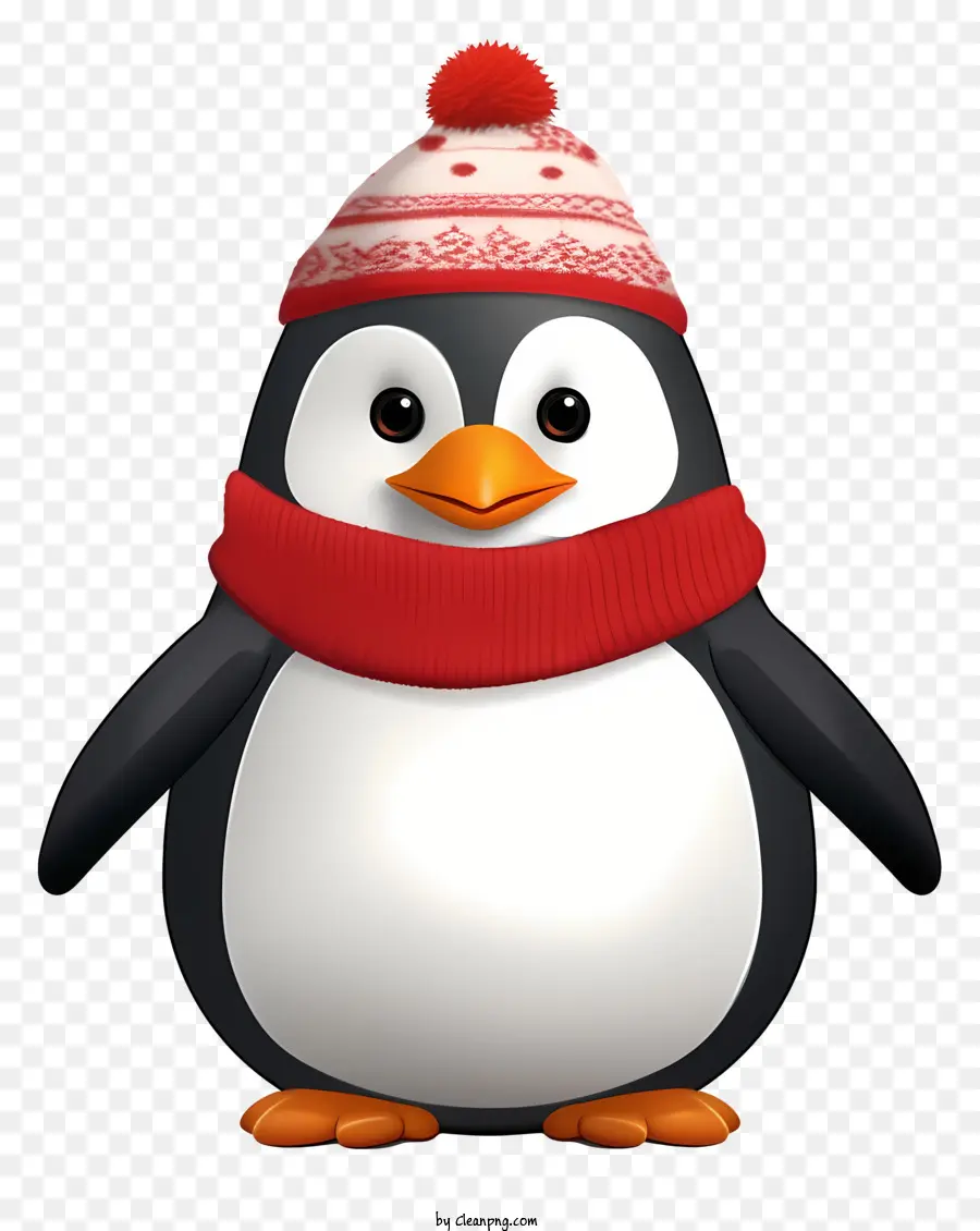 Cartoon Penguin，Lenço Vermelho PNG
