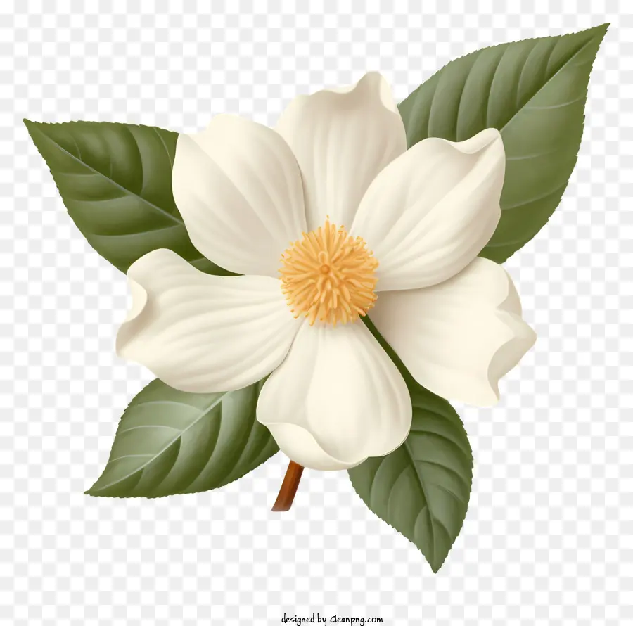 Flor Branca，Folhas De Pe Porquinho PNG