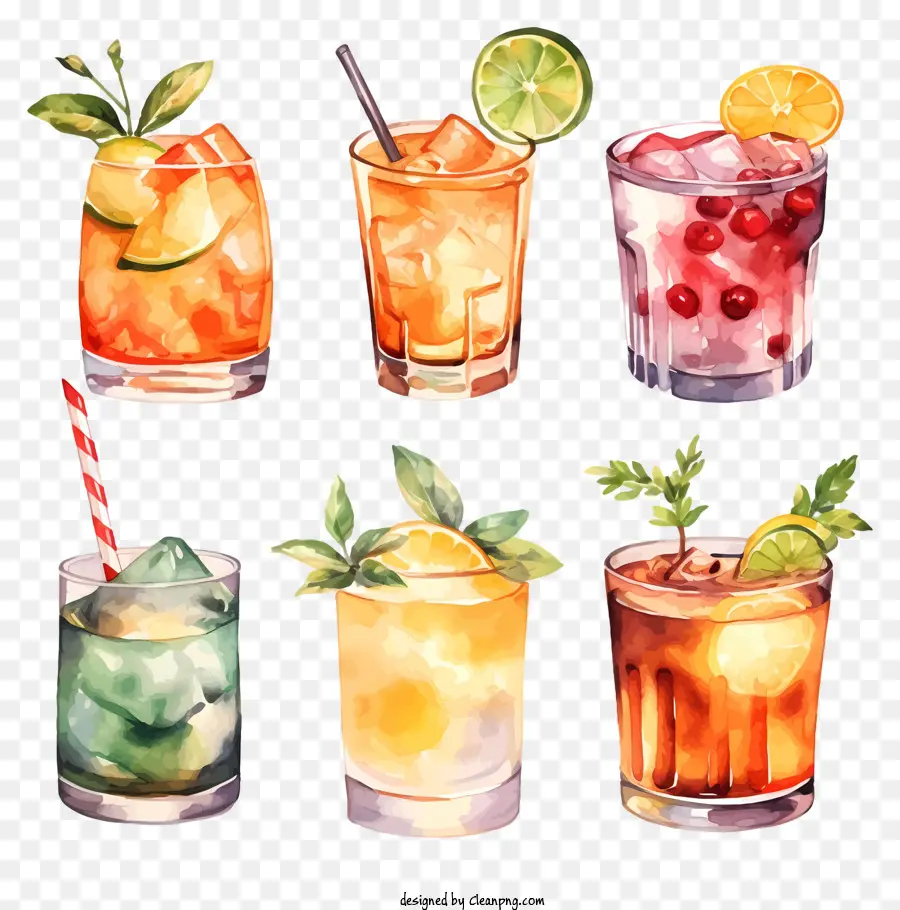 Ilustrações Em Aquarela，Cocktails PNG