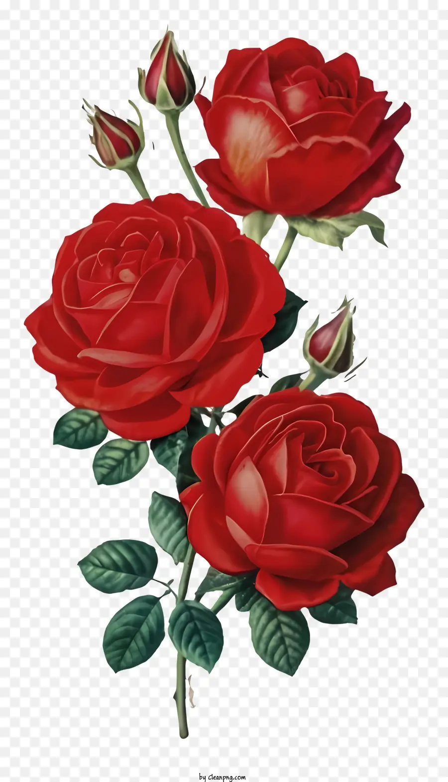 Pintura，Rosas Vermelhas PNG
