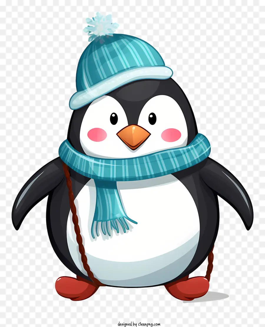 Cartoon Penguin，Lenço Azul PNG
