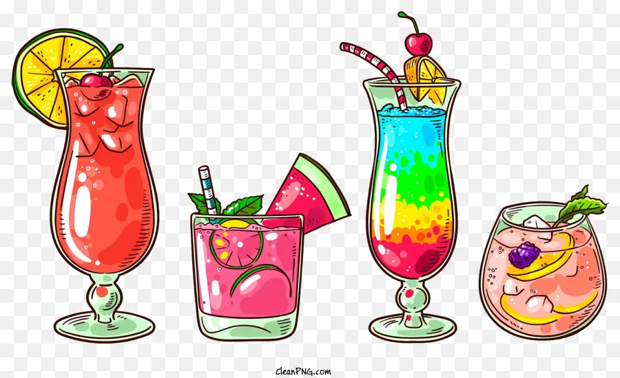 Bebidas De Fruta，Bebidas Coloridas PNG