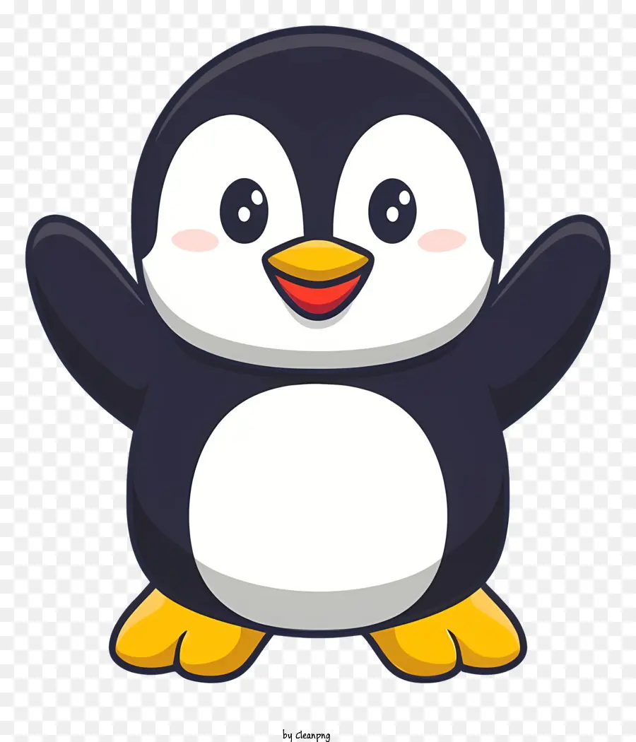 Cartoon Penguin，Preto E Branco PNG