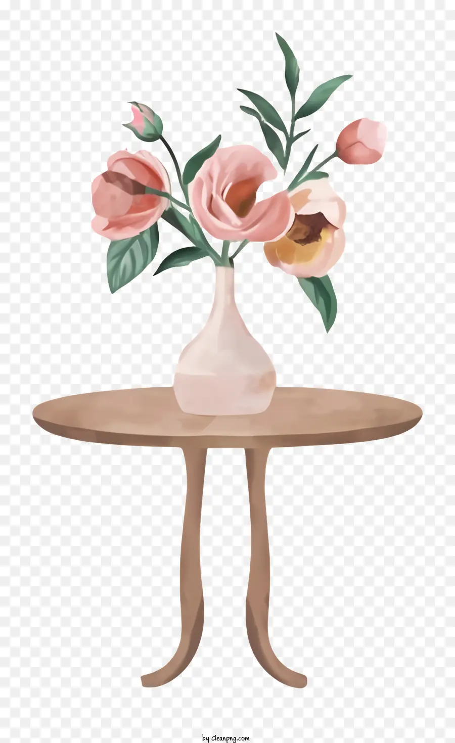 Vaso Branco，Flores Cor De Rosa PNG