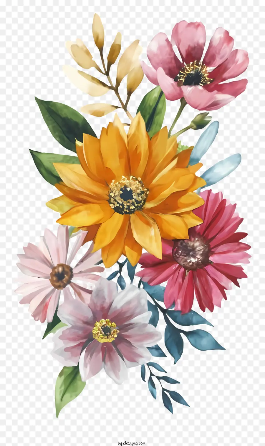Buquê Floral，Flores Coloridas PNG