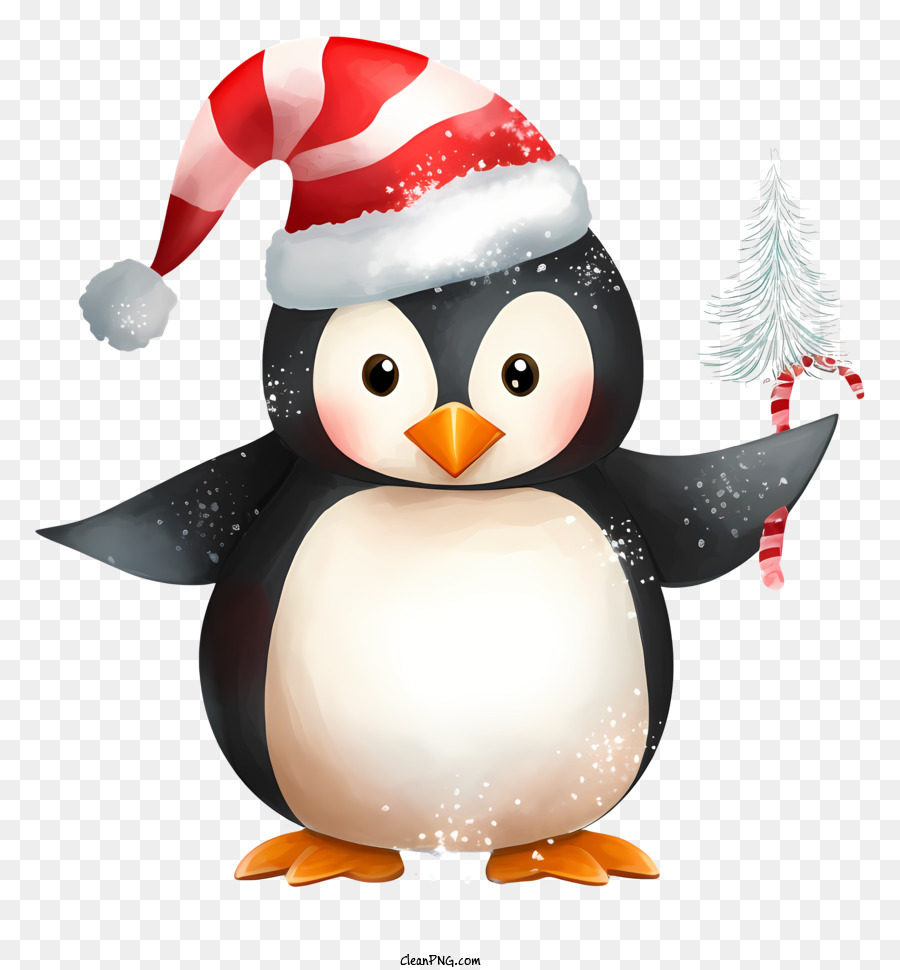 Pinguim fofo com chapéu de papai noel desenho animado de natal