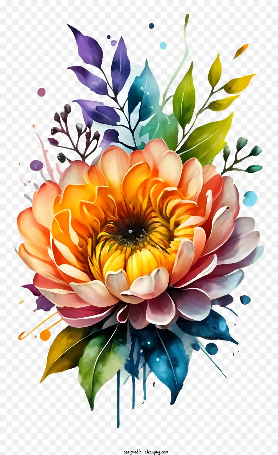 Design Floral Colorido，Arte Floral Abstrata PNG