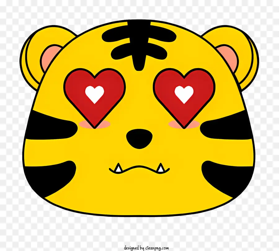 Amarelo Tigre，Corações Nos Olhos E Ouvidos PNG