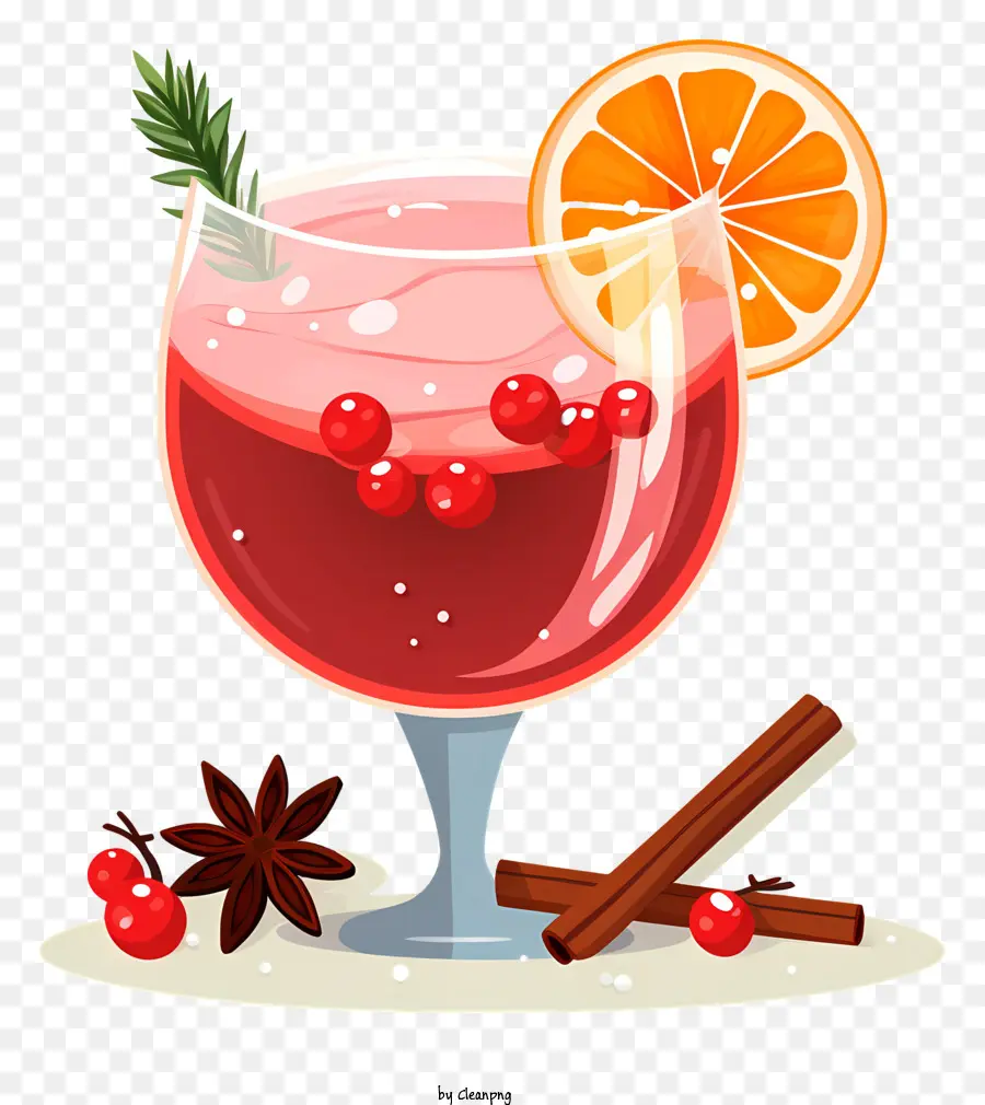 Cocktail Vermelho，Fatia De Laranja PNG