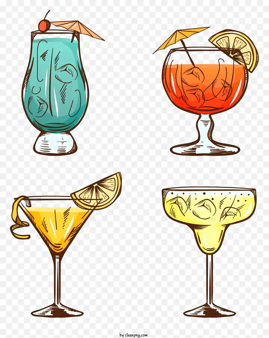 Cocktails，Bebidas Coloridas PNG